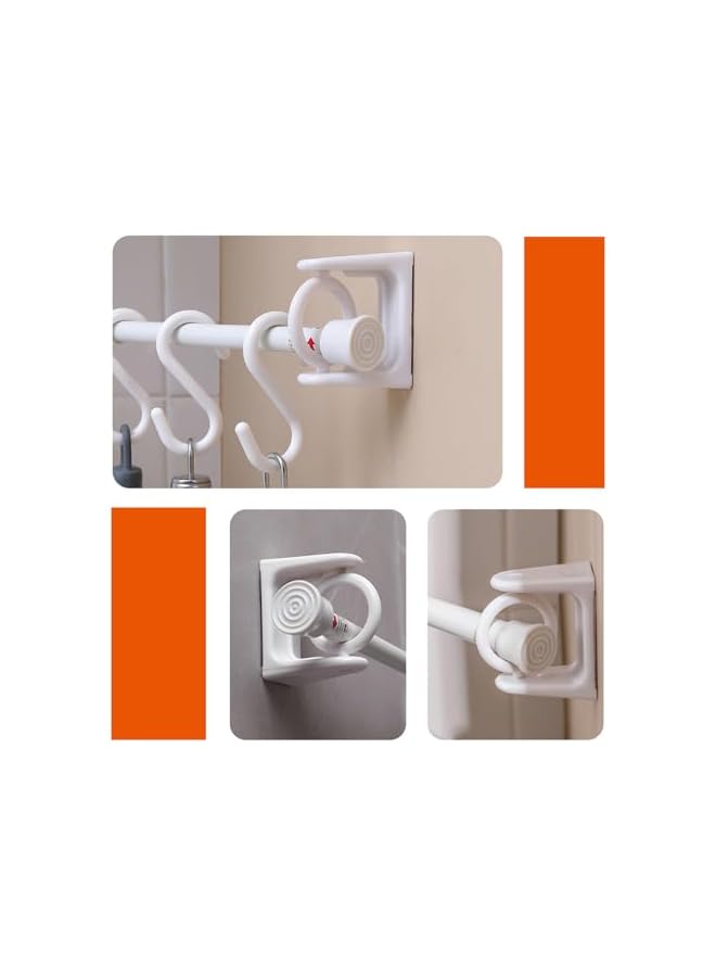 erorex Rotating Ring Curtain Rod Brackets, No Drill Adjustable Curtain Rod Holder, Easy Self Adhesive Curtain Rod Brackets 360 Swivel Ring, Hangers Hooks for Bathroom Towel Kitchen Wall, 8 Pack White - Image 4