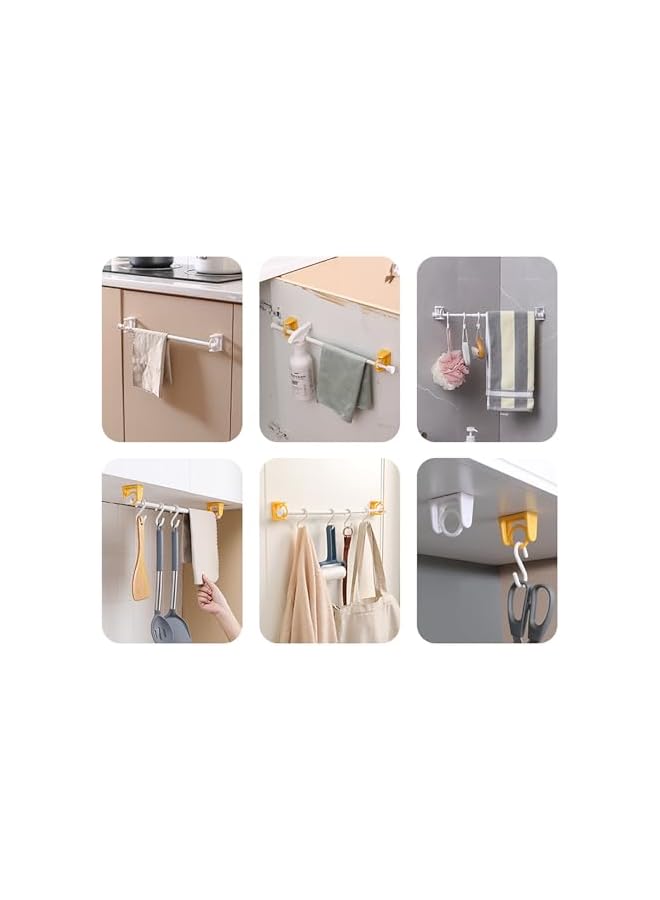 erorex Rotating Ring Curtain Rod Brackets, No Drill Adjustable Curtain Rod Holder, Easy Self Adhesive Curtain Rod Brackets 360 Swivel Ring, Hangers Hooks for Bathroom Towel Kitchen Wall, 8 Pack White - Image 2
