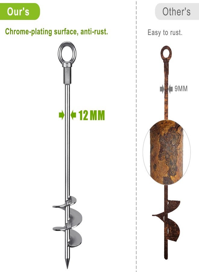 Insaga Heavy Duty Ground Anchors with Straps – 24'' Screw in Earth Anchor Kit, 4 Pack, 12mm Solid Carbon Steel Auger, Chrome Plated, for Trampoline, Shed, Swing Set, Mobile Home, Tree, Tent, Carport - Image 5