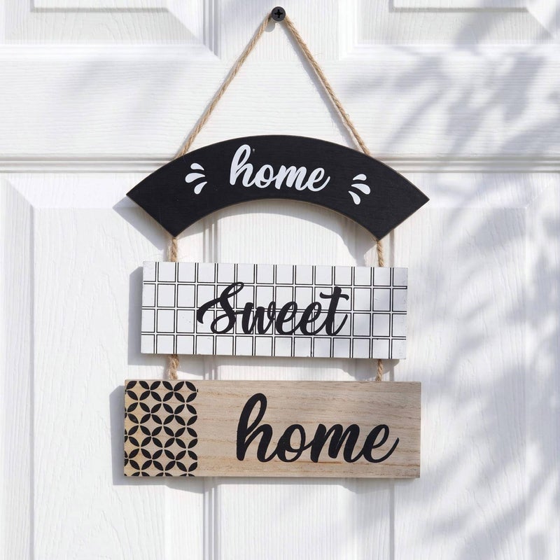 Pan Home Urban MDF Home Sweet Home Wall Hanging 17x22.5cm - Black - 112ATO9901312 - Image 1