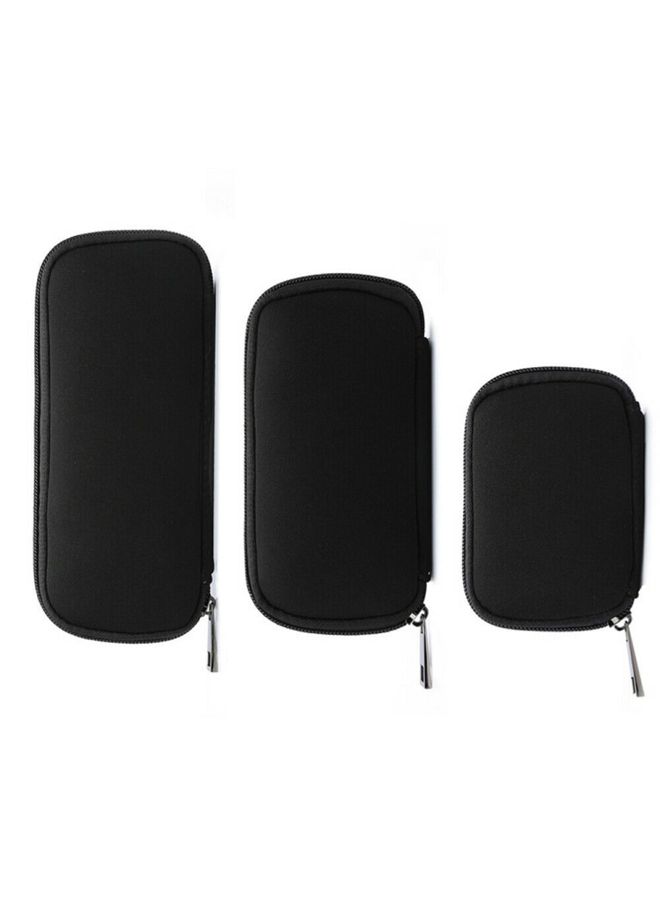 BURAQ 3 in 1 Neoprene U Disk Storage Bag Cover (Black)  - Image 2
