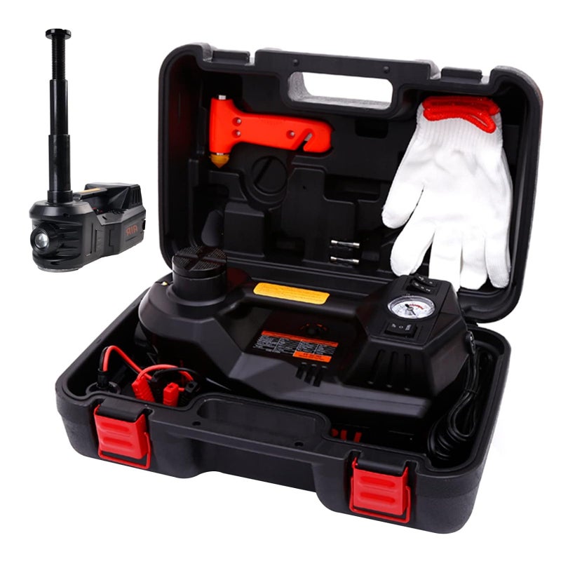 ROGTZ Upgraded Electric Hydraulic Car Jack Kit 5 Ton 12V Portable Lift Range 209 Inch with Impact Wrench and Tire Inflator Pump for SUV Sedan Truck Repair Floor Jack for Tire Change with LED Light