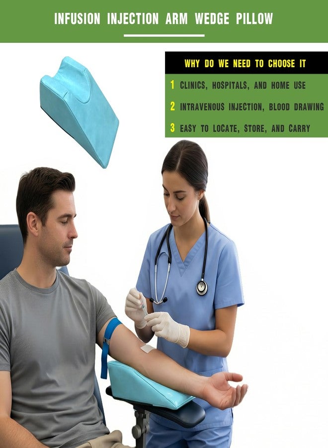 bibahala Medical Arm Support Pillow Infusion Injection Arm Wedge Pillow Phlebotomy Supplies, 9.1x5.9x3.9 inches, Waterproof PU Leather, for IV Therapy and Blood Draws (Light Blue) - Image 3
