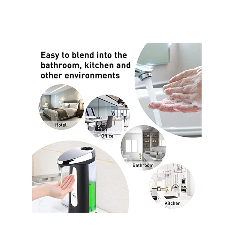 SOLARAE موزع صابون أوتوماتيكي، موزع صابون ومعقم أوتوماتيكي بحساس بدون لمس للمطبخ والحمام موزع معقم يدوي بدون لمس مع مستويين من ضبط السائل 400 مل - Image 5