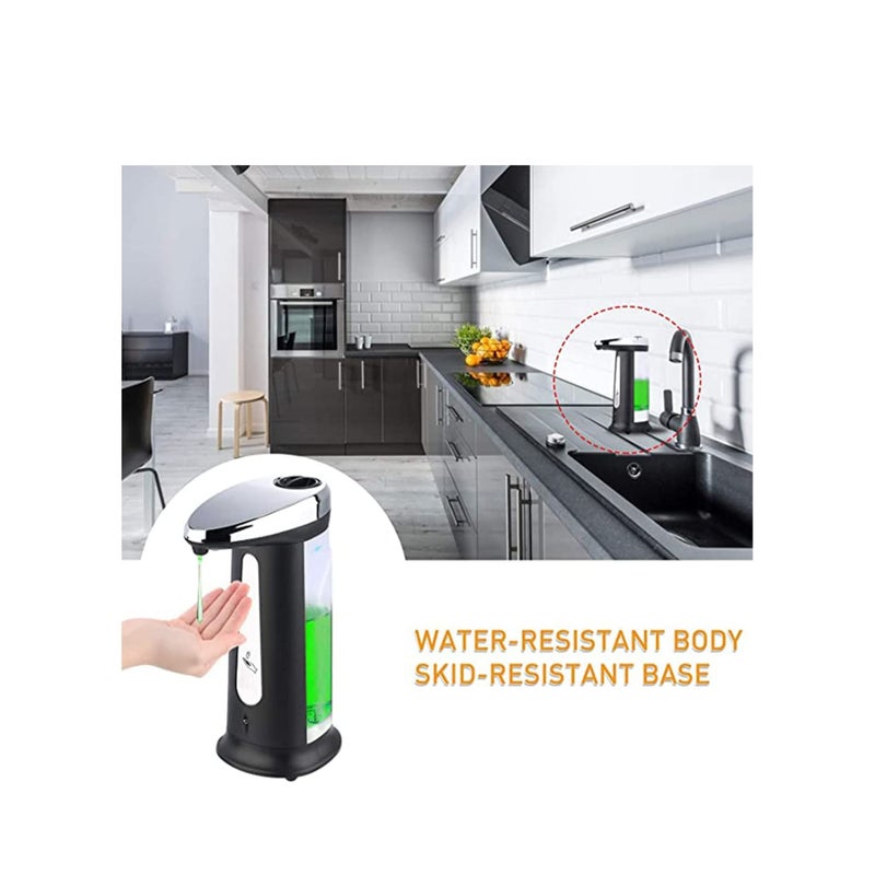 SOLARAE موزع صابون أوتوماتيكي، موزع صابون ومعقم أوتوماتيكي بحساس بدون لمس للمطبخ والحمام موزع معقم يدوي بدون لمس مع مستويين من ضبط السائل 400 مل - Image 2