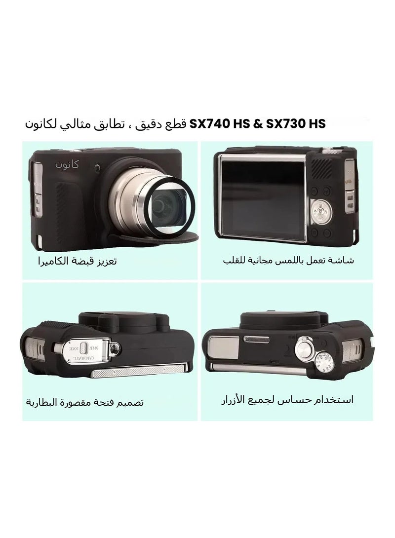 general Case for Canon PowerShot SX740 HS Camera, Soft Silicone Case, SX740/SX730 HS Accessories with Detachable Lens Cap Rubber Band Tempered Glass Screen Protector - Image 5