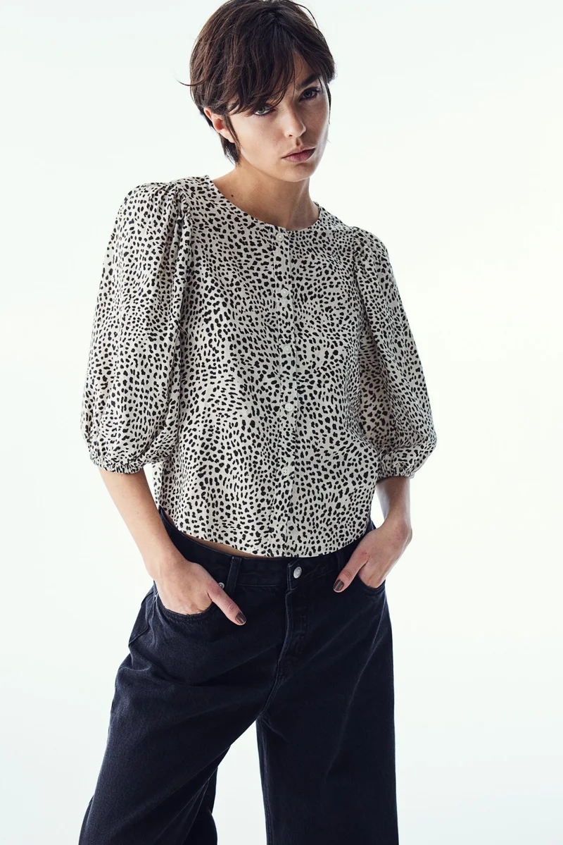 اتش اند ام Linen-blend blouse