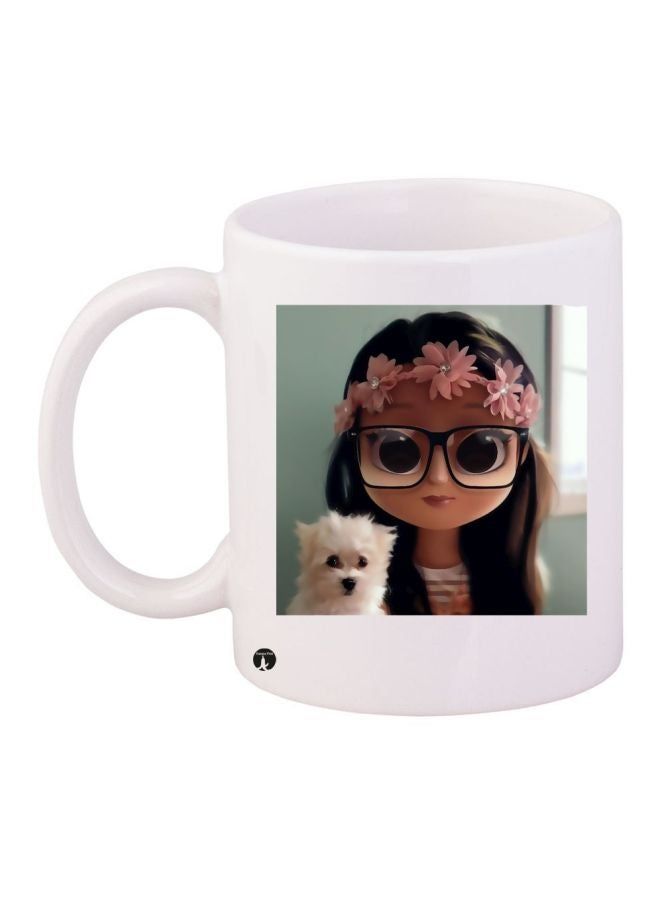 RKN Girl Printed Coffee Mug White/Brown/Black 11ounce - Image 1