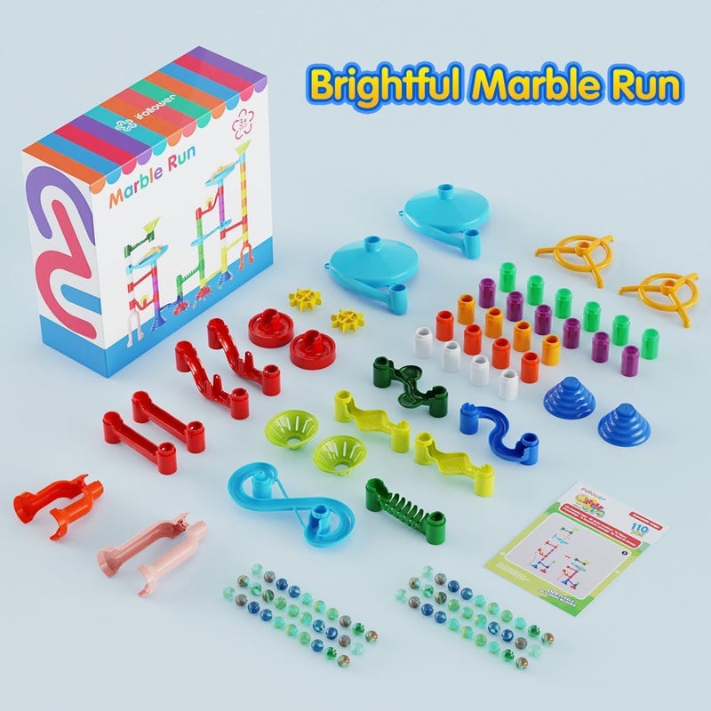 ifollower Marble Run, 110pcs Marble Maze Game Construction Building Toys for Kids, Marble Track Race Set STEM Learning Toys Gift for Boys Girls 3 4 5 6 7 8 9 10+, 8105 - Image 4