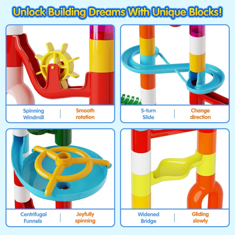 ifollower Marble Run, 110pcs Marble Maze Game Construction Building Toys for Kids, Marble Track Race Set STEM Learning Toys Gift for Boys Girls 3 4 5 6 7 8 9 10+, 8105 - Image 3
