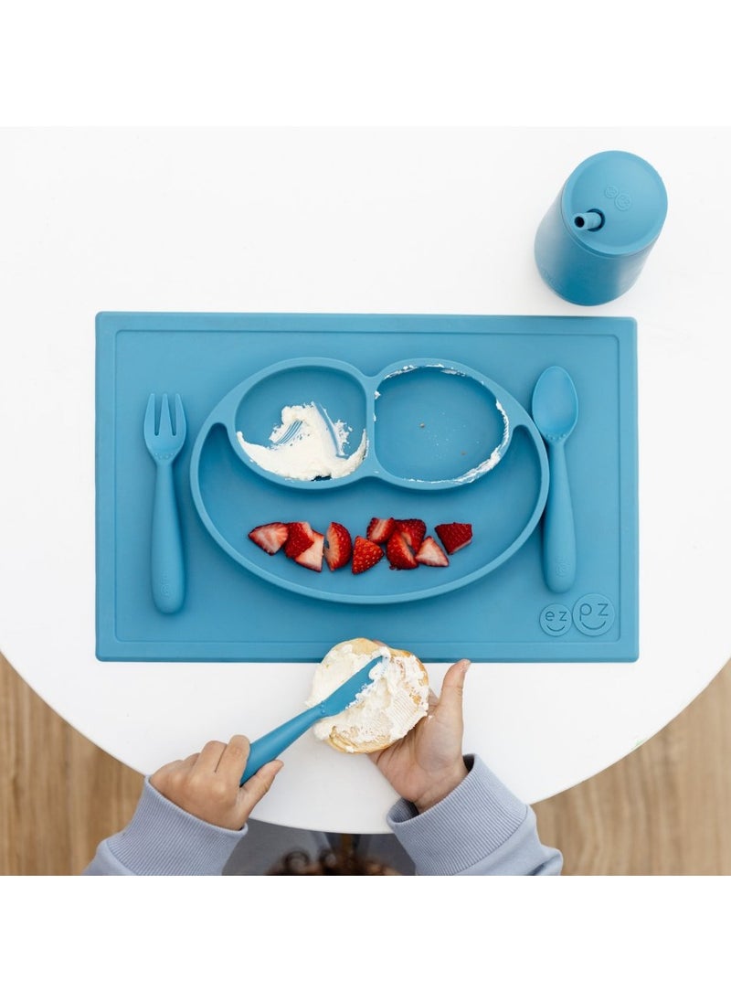 ezpz Happy Utensils - 100% Bpa Free Fork, Spoon & Knife For Toddlers + Preschoolers + Self-Feeding- 24 Months+ - Blue  - Image 5