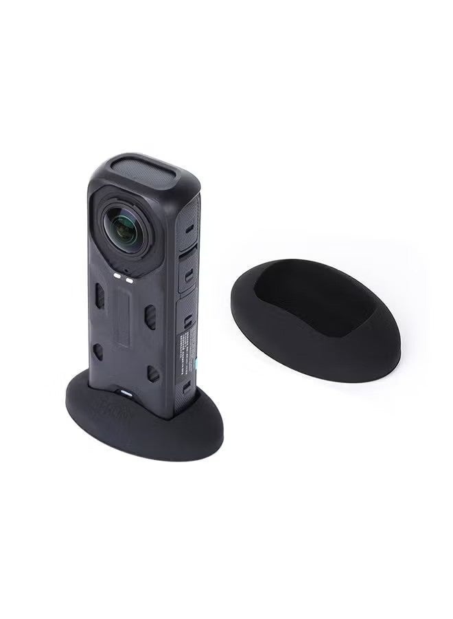 Silicone Desktop Base Stand Compatible with Insta360 X5 Panoramic Action Camera - Protective Non-Slip Mount Accessories for Insta360 X5 - Black - Image 1