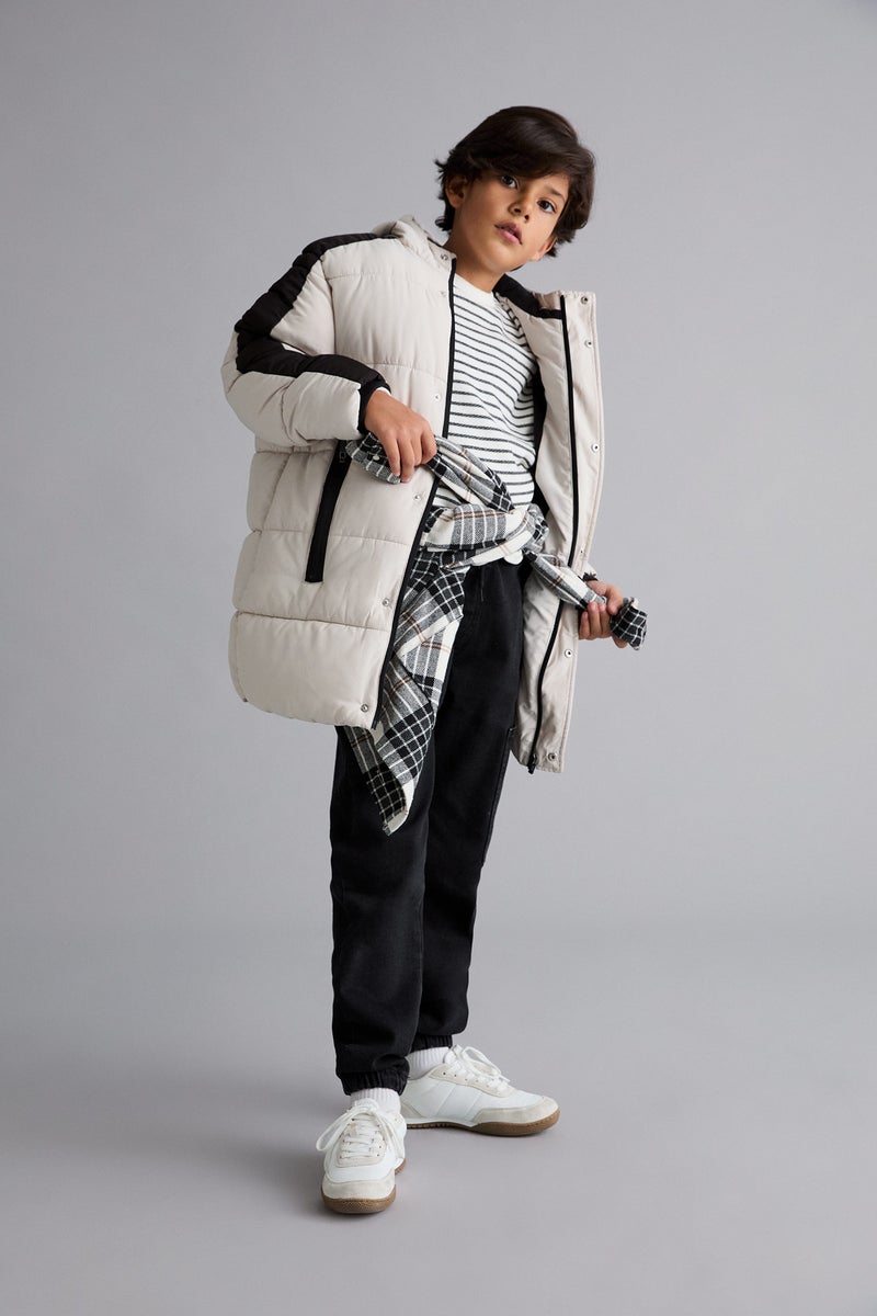 DeFacto Beige Boy Boy Waterproof Fleece Lined Puffer Jacket Casual - Image 2