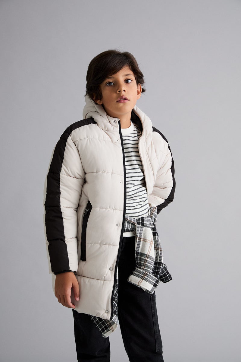 DeFacto Beige Boy Boy Waterproof Fleece Lined Puffer Jacket Casual - Image 1