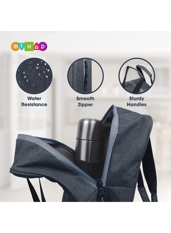 MIHAD Travel Tiffin Bag | Lunch Bag | Storage Bag for Office, College, School & Picnic, Material Polyester Capacity- 8 Liter & Size 11.5" x 8.5" x 5" (Grey) - Image 4