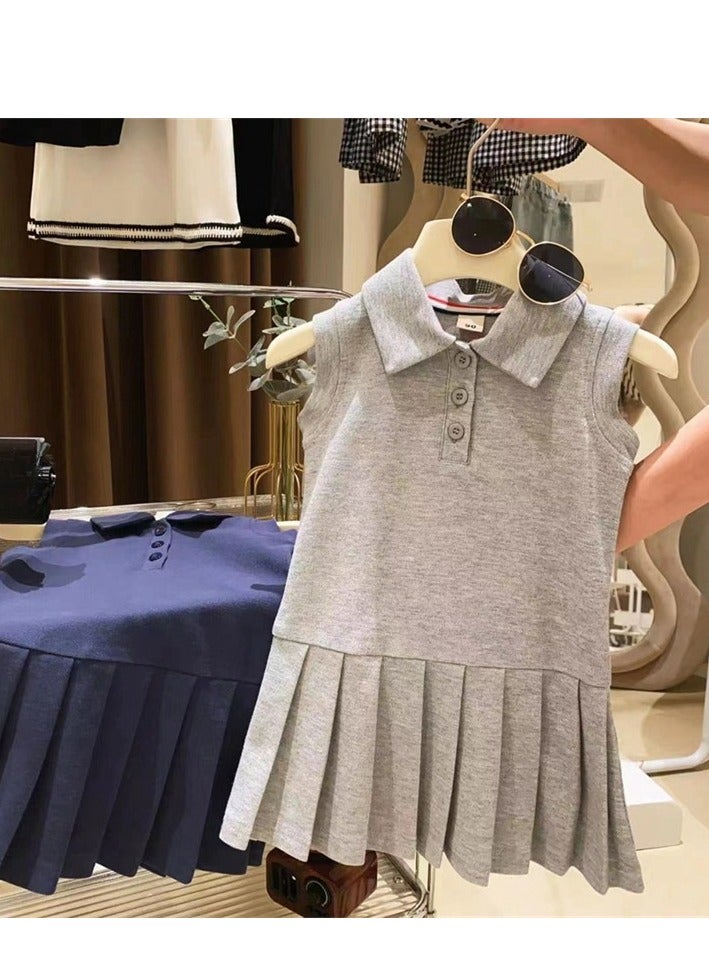 College Style Fashionable Sports Dress For Girls, Stylish POLO Vest Skirt, Pleated Skirt - Image 1