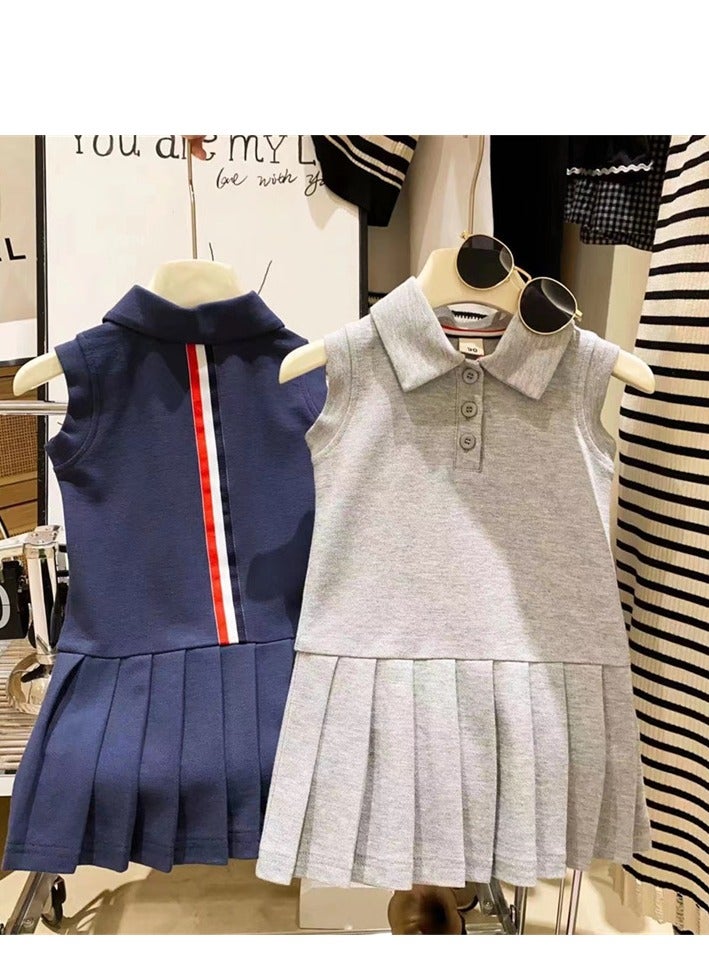 College Style Fashionable Sports Dress For Girls, Stylish POLO Vest Skirt, Pleated Skirt - Image 4