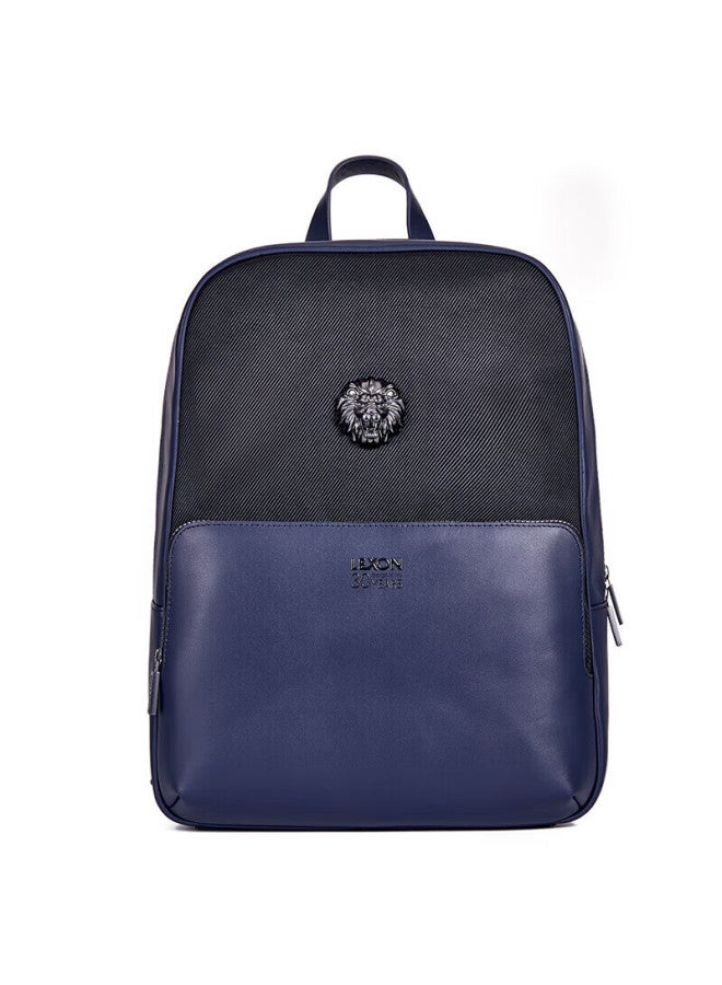 Lexon 14-inch Laptop Backpack Men's Cowhide Leather Backpack Commuting Genuine Leather Travel Backpack Limited Edition Blue - Image 2