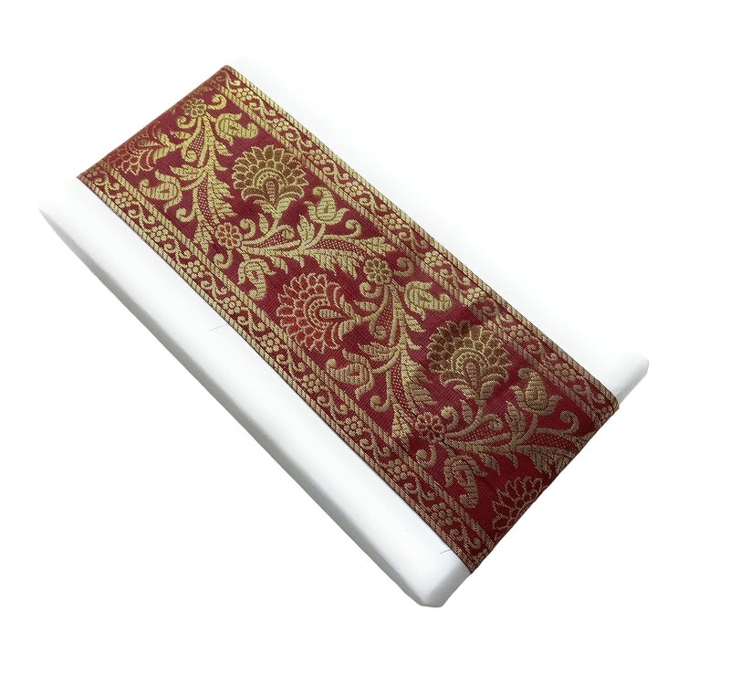 Colovila Brocade Ethnic Work 9 Meter Laces and Borders Material for Dresses Sarees Lehenga Suits Blouses Dupatta chunri and Crafts Maroon - Image 1