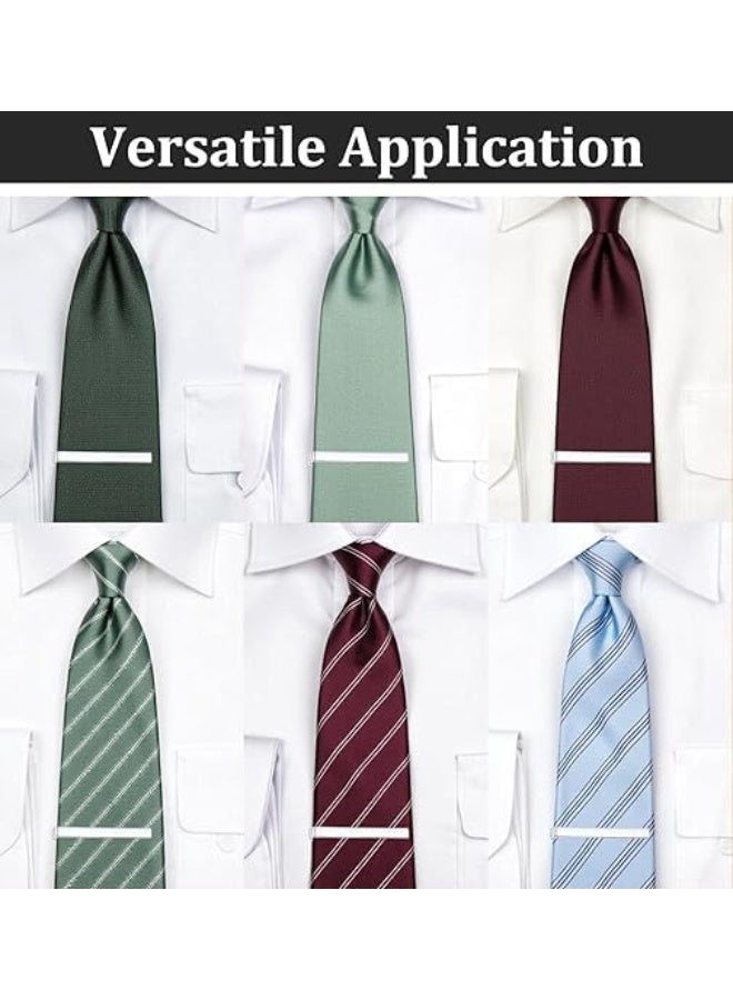 SYOSI 3 Pcs Silver Tie Clips for Men, Classic Necktie Clasps with Adjustable Fastener, Professional Office Wear Accessories for Formal Events, Business Meetings, Wedding Attire (Silver) - Image 5