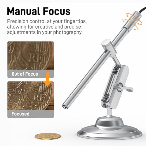 Teslong USB-C Digital Microscope, 10X to 200X Magnification Portable Camera with 8 LED Lights, Handheld Rotating Metal Stand for Coin, Electronic, Compatible with iPhone 15+ and Android Devices - Image 5