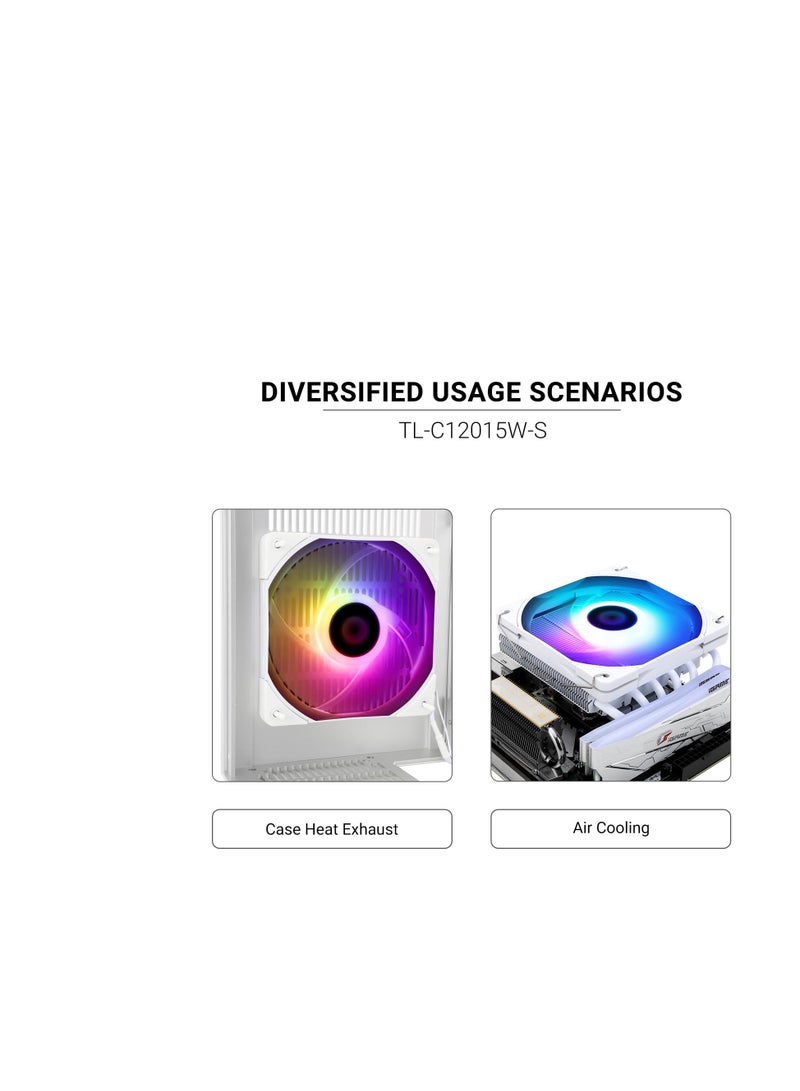 Thermalright C12015W-S CPU Fan Computer case Fan Quiet 4pin PWM ARGB PC Fan, 15mm Slimline Cooler Fan, 120mm CPU Cooling Fan(White) - Image 3