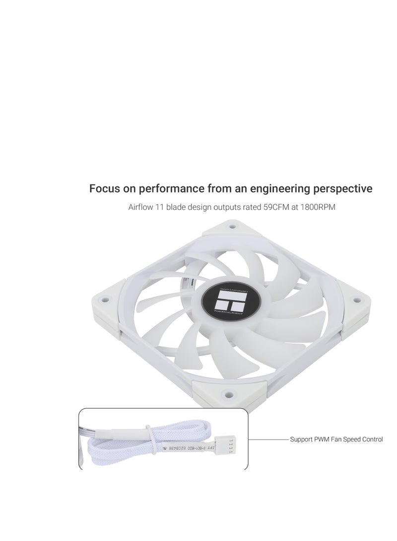 Thermalright C12015W-S CPU Fan Computer case Fan Quiet 4pin PWM ARGB PC Fan, 15mm Slimline Cooler Fan, 120mm CPU Cooling Fan(White) - Image 5