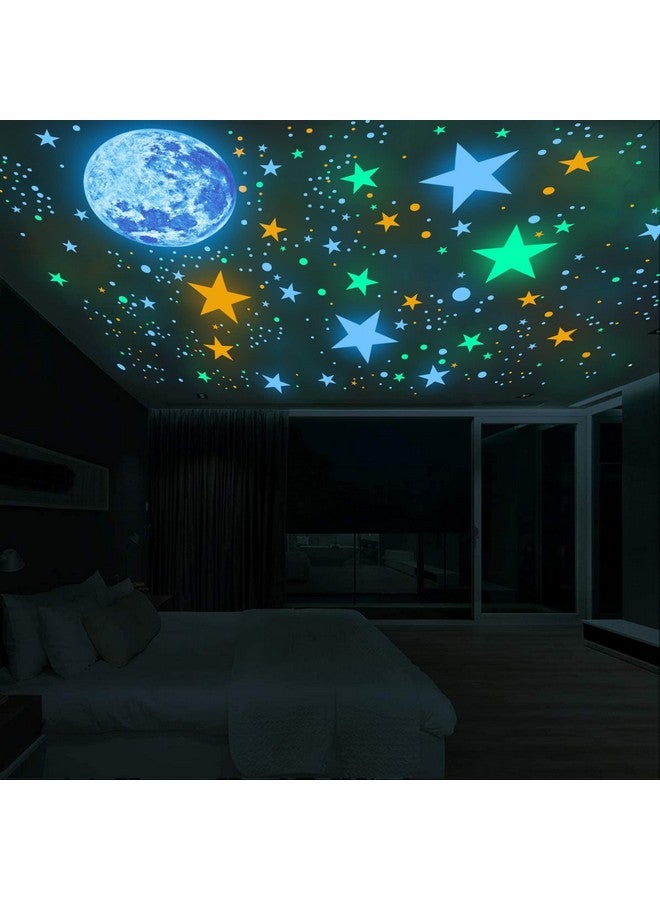 Sinekong Glow in The Dark Stars and Moon Ceiling Wall Decal Colorful Glowing Space Galaxy Wall Stickers for Kids Boys Girls Bedroom Living Room Nursery Decor - Image 4