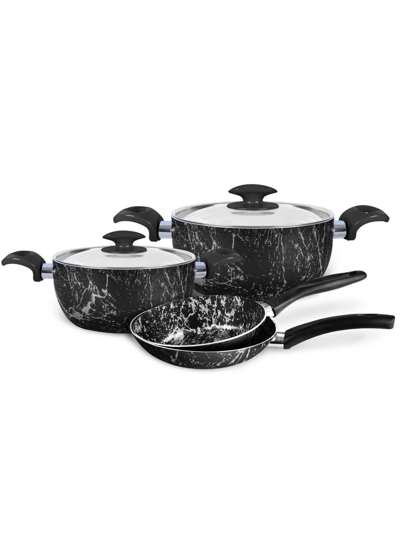 Grandi Coated Pots And Pans Cookware Set With Non-Stick Surfaces, Bakelite Handles,  Stainless Stee Lid 