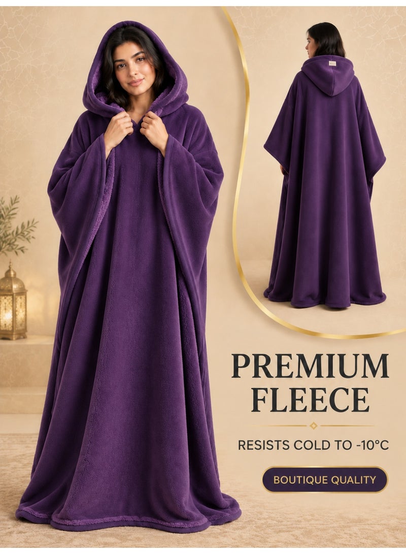 Unisex Fleece-Lined Winter Poncho | Unisex Oversized Hooded Cloak | Perfect for Kashta & Indoor AC | Ultra-Soft & Warm - Image 1