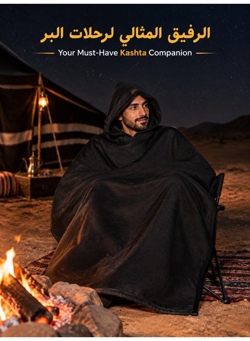 Unisex Fleece-Lined Winter Poncho | Unisex Oversized Hooded Cloak | Perfect for Kashta & Indoor AC | Ultra-Soft & Warm - Image 4