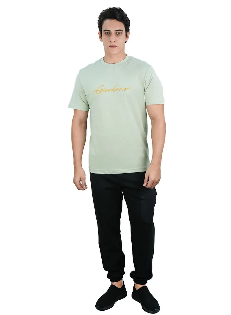 GIORDANO  Men's Slim Fit Cotton Signature Print Tee for Men | Best Price UAE