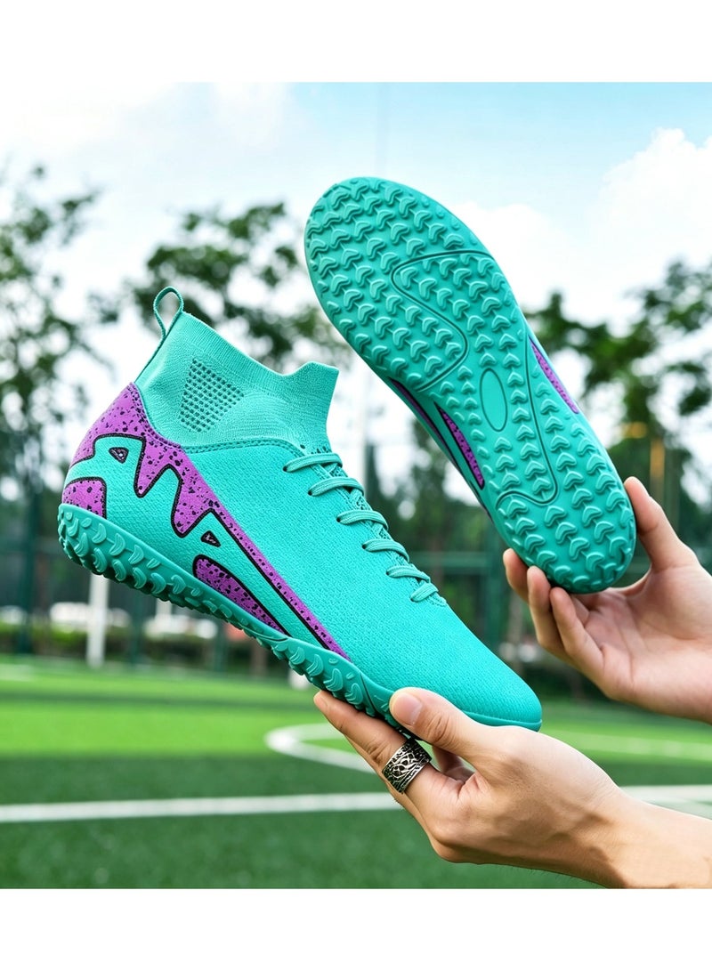 Men's soccer shoes, high-top lightweight shock-absorbing training boots, professional sports shoes for sports fields, soccer shoes - Image 1