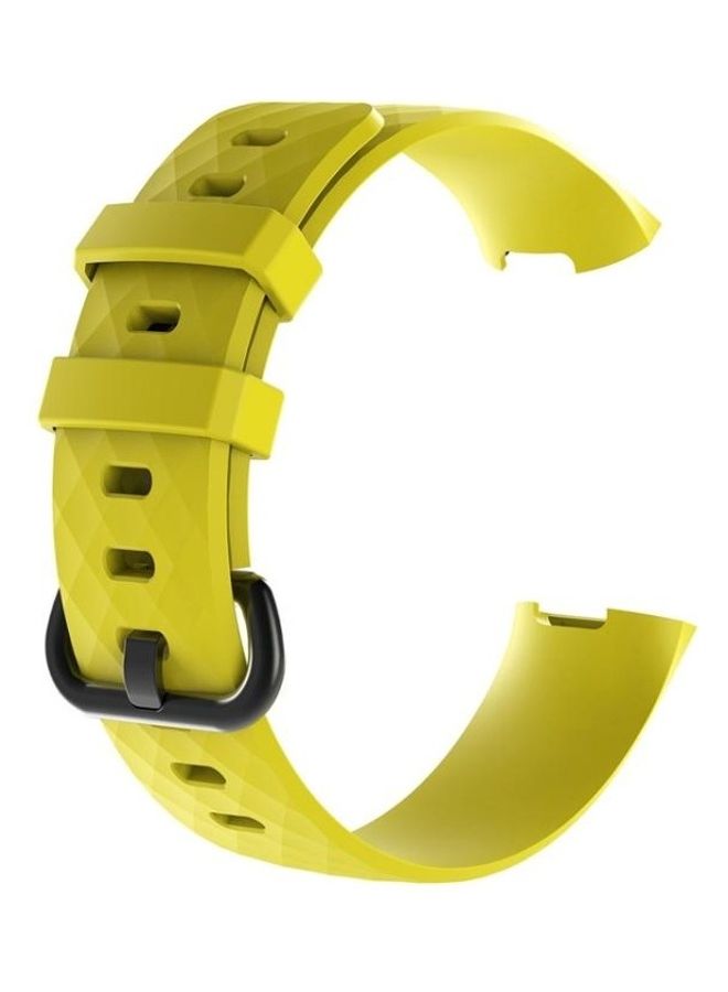 NIBEMINENT Diamond Pattern Silicone Wrist Strap Watch Band For Fitbit Charge 3 Yellow - Image 2