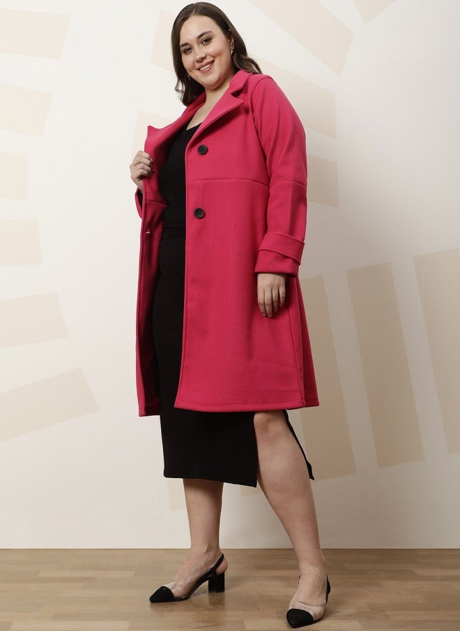 Athena معطف وردي سميك بحجم كبير مع حزام للخصر للنساء - Image 3