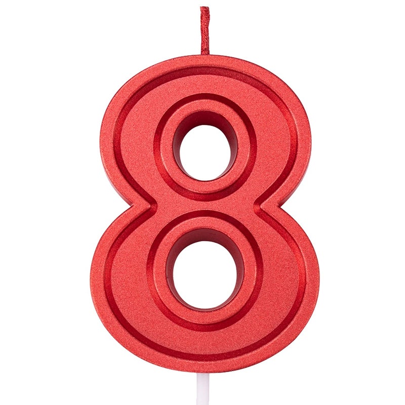 275in Large Size Happy Birthday Metallic Red 8 Candles Happy Birthday Cake Cupcake Toppers Decoration and Celebrating for AdultsKids Party Baking 275in Metallic Red Number 8