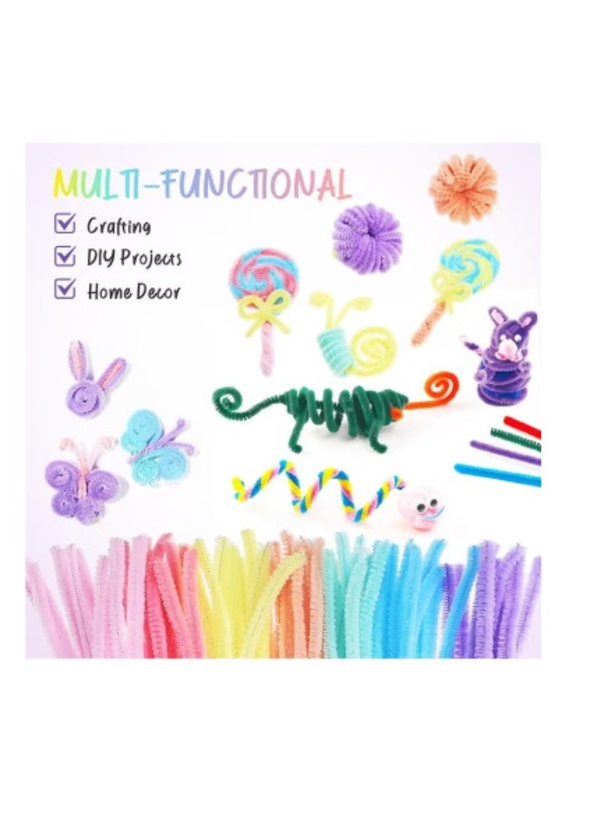 300 Pcs Thick Pipe Cleaners Craft Supplies 7 Assortment Pastel Macaron Color Chenille Stems for Art and Craft Projects Creative DIY Decorations (Candy color-300pcs) - Image 4