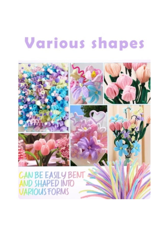 300 Pcs Thick Pipe Cleaners Craft Supplies 7 Assortment Pastel Macaron Color Chenille Stems for Art and Craft Projects Creative DIY Decorations (Candy color-300pcs) - Image 3