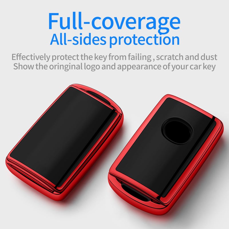 Tukellen for Mazda Key Fob Cover 360 Degree Full Protection Key Case Key Shell Compatible with 2019-2025 Mazda 3, Mazda 3 Hatchback, 2020-2025 Mazda CX-5, CX-30, CX-9-Red - Image 3