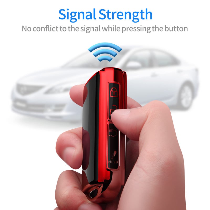 Tukellen for Mazda Key Fob Cover 360 Degree Full Protection Key Case Key Shell Compatible with 2019-2025 Mazda 3, Mazda 3 Hatchback, 2020-2025 Mazda CX-5, CX-30, CX-9-Red - Image 5