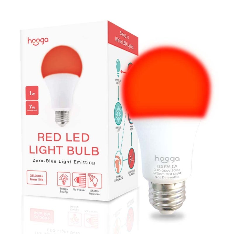 Hooga Sleep Light Bulb - Blue Light Blocking Red Night Light, 625nm for Healthy Sleep - Baby Nursery, 1W LED, 7W Replacement Single - Image 2