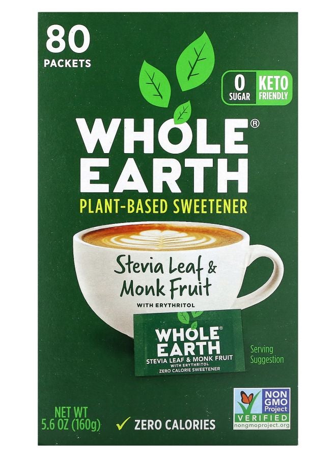 Stevia Leaf & Monk Fruit with Erythritol 80 Packets 5.6 oz (160 g)