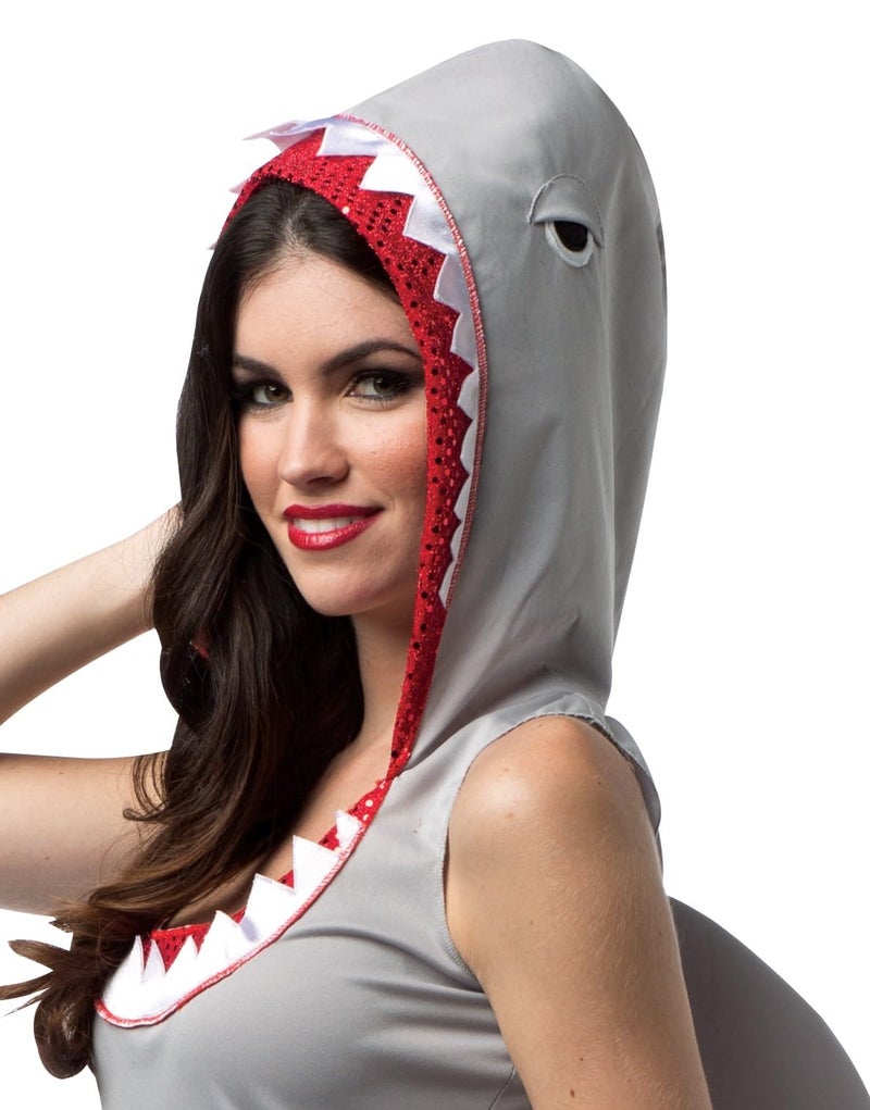 Rasta Imposta Women’s Shark Hoodie Dress Halloween Costume, Size 4-10, Gray Shark with Teeth, Fin and Tail, Funny Sea Animal Dress Outfit - Image 2