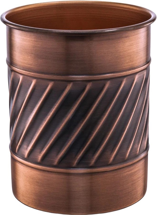 Monarch Abode Kitchen Utensil Holder - Wave Embossed Metal Antique Copper Utensil Holder, Decorative Utensil Crock for Kitchen Counter, Cooking Tool and Spatula Holder for Countertop, Caddy Organizer - Image 1