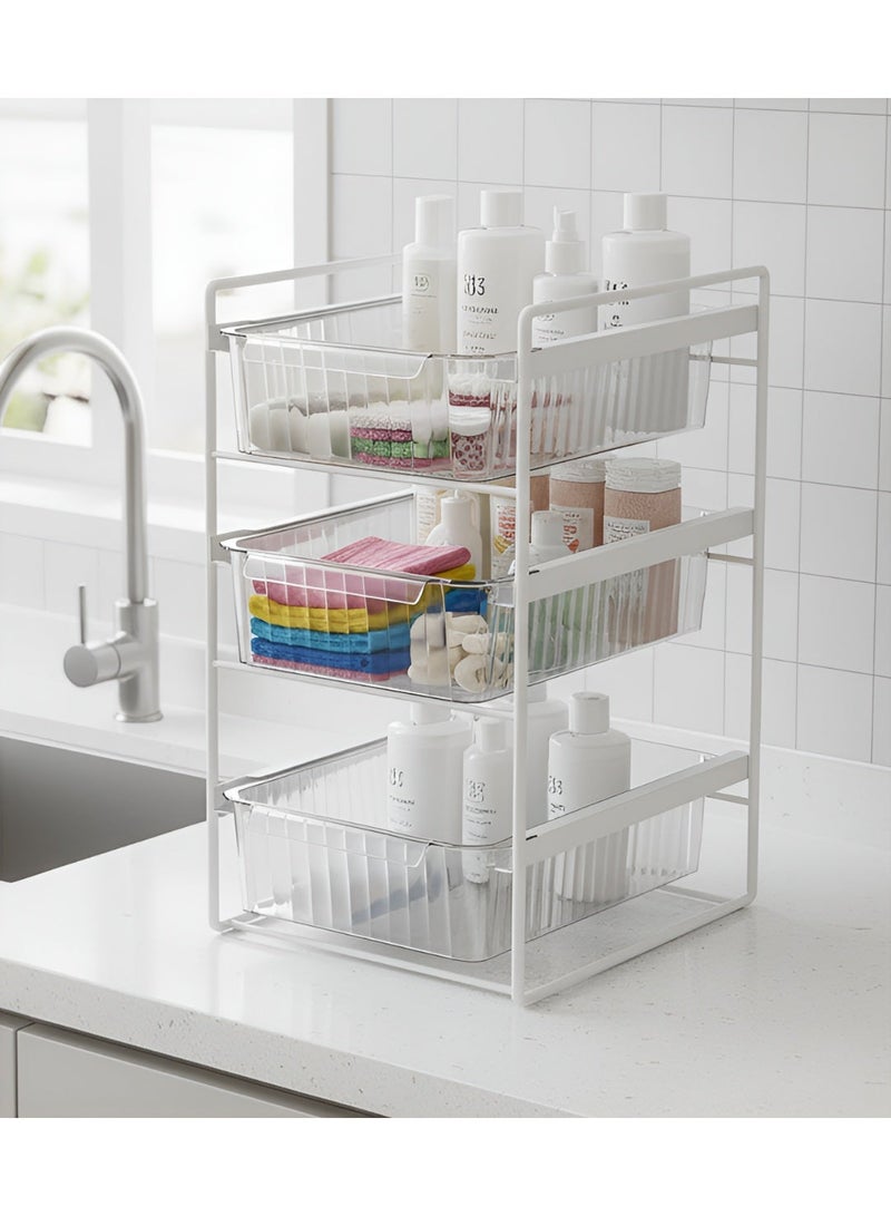 BestStore 3-Tier Under Sink Organizer with Pull-Out Drawers – Heavy-Duty Metal Frame Multi-Purpose Storage Shelf for Kitchen Cabinets, Bathroom Essentials, Cleaning Supplies, Spice Jar Organization, Space-Saving Storage Rack for Home, Pantry, Laundry Room, and Utility Areas - Image 3