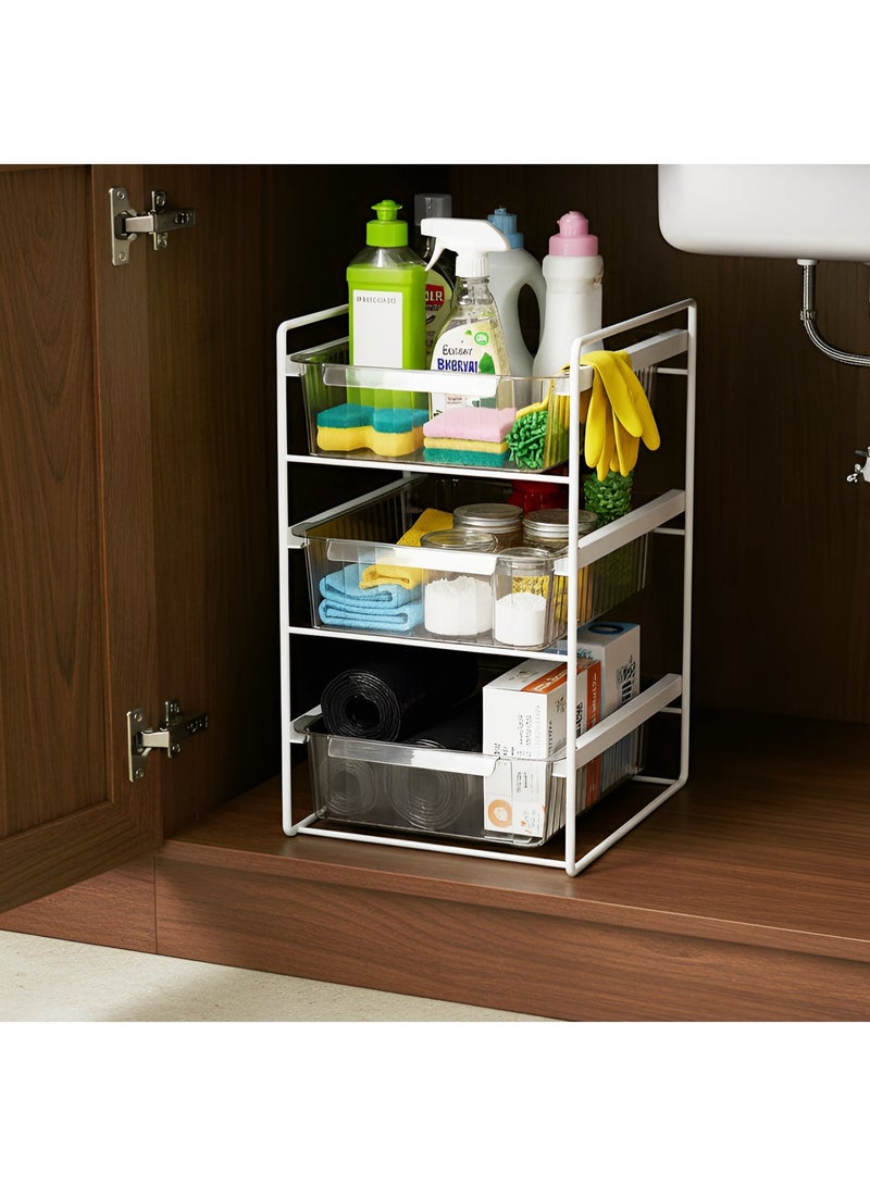 BestStore 3-Tier Under Sink Organizer with Pull-Out Drawers – Heavy-Duty Metal Frame Multi-Purpose Storage Shelf for Kitchen Cabinets, Bathroom Essentials, Cleaning Supplies, Spice Jar Organization, Space-Saving Storage Rack for Home, Pantry, Laundry Room, and Utility Areas - Image 5