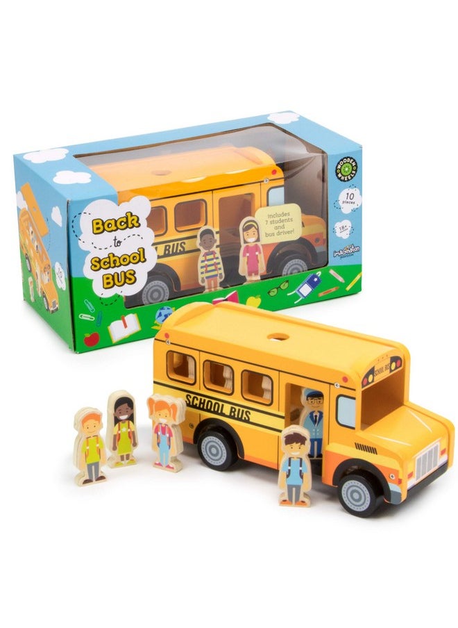 Imagination Generation Back To School Bus Wooden Vehicle Play Set With 8 Character Figures 7 Students 1 Bus Driver  - Image 5