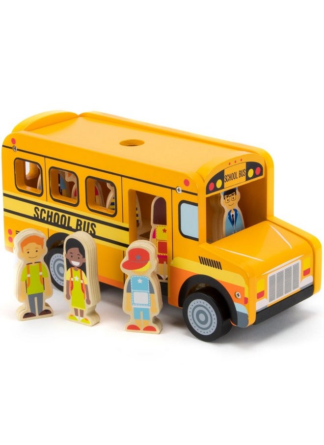 Imagination Generation Back To School Bus Wooden Vehicle Play Set With 8 Character Figures 7 Students 1 Bus Driver  - Image 2