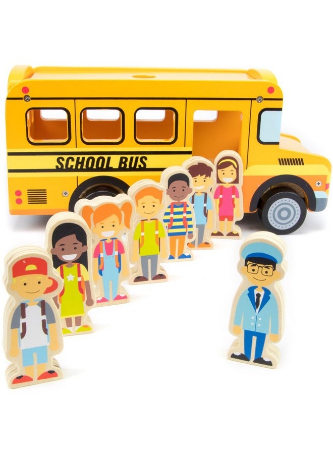 Imagination Generation Back To School Bus Wooden Vehicle Play Set With 8 Character Figures 7 Students 1 Bus Driver  - Image 3