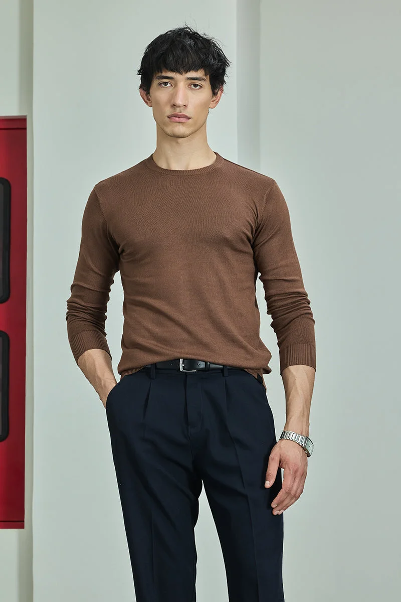 SNITCH Core Lab Brown Solid Sweater